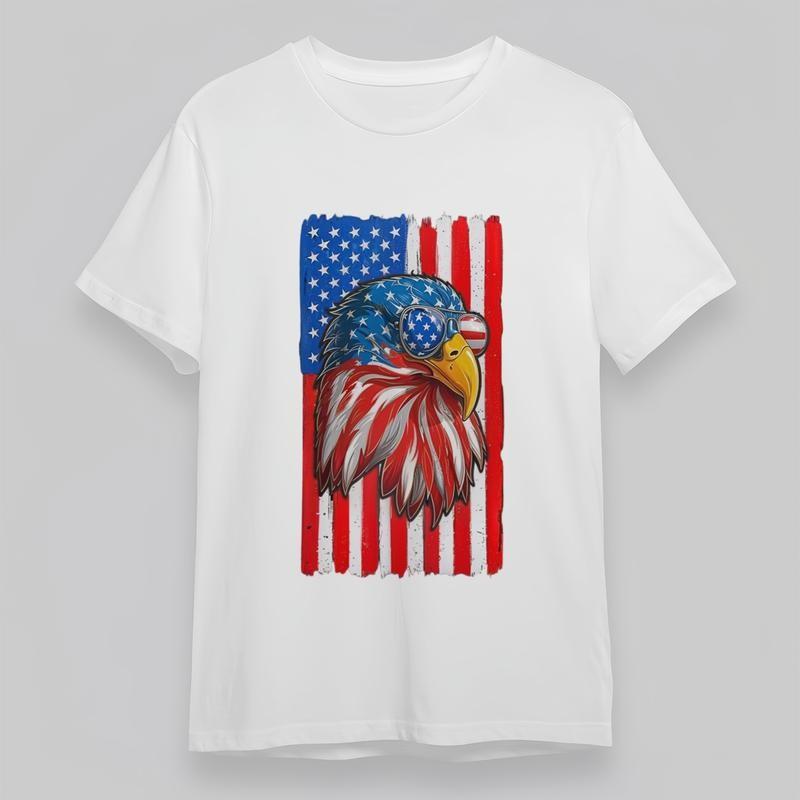 

Women s Plus Size Fashion Trend Classic T-Shirt American Flag Eagle Graphic Tee 4XL