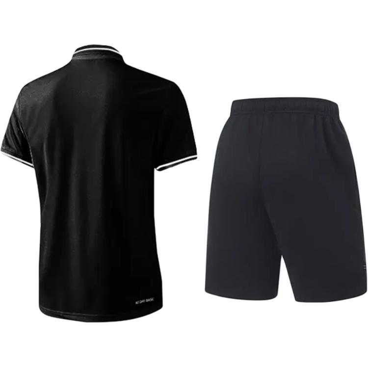 Li Ning Logo Print Simple Quick-Dry Breathable Versatile Short Sleeve Polo Shirt Casual Sports Suit Unisex Polo Shirt YPLV047-3+AKST543-3