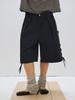 Peullijeupeulojegteu Lace-Up Bermuda Pants, Navy
