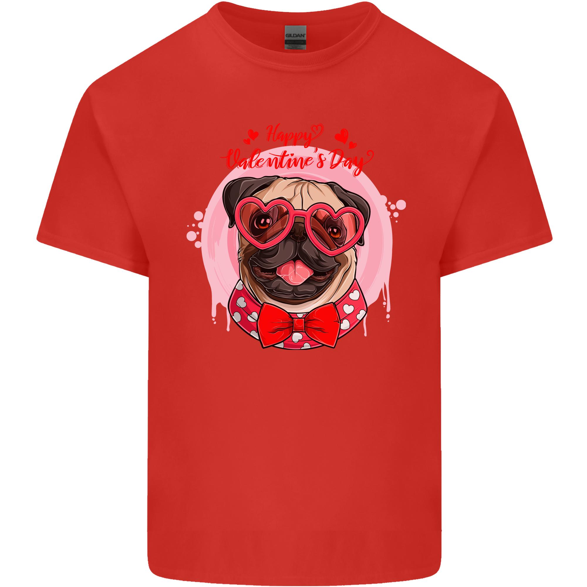 Happy Valentines Day Pug Dog Unisexs Light Cotton TShirt S