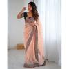 New Launch – Elegant Net Party Wear Saree with Embroidery & Lace Border | Peach Beauty Set