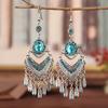 Vintage Multicolor Crystal Rhinestone Bohemian Earrings For Women Ethnic Gypsy Geometric Tassel Layered Boho Statement Earrings