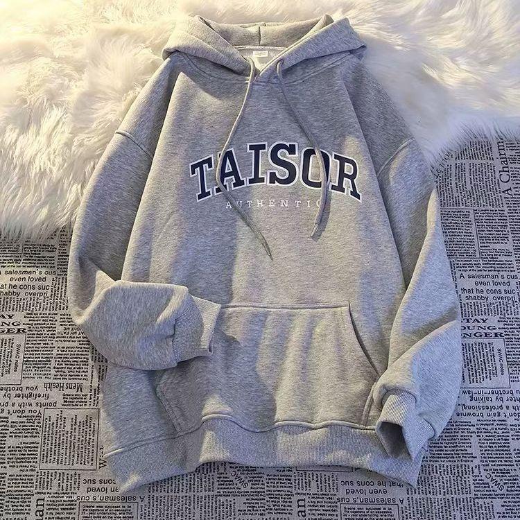 Boys' Hooded Velvet-Lined Sweatshirt - Autumn/Winter Loose Fit, Trendy Lazy Style Sports Jacket