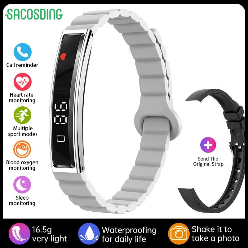 SACOSDING Smart Bracelet Fitness Tracker 24H Sleep Tracker All-Day Continuous Heart Rate Monitor Step Counting Sport Smart Watch Band