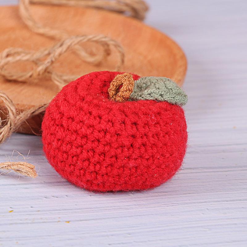 Charming Crochet Fruit Keychain: Persimmon & Strawberry Wool Pendants
