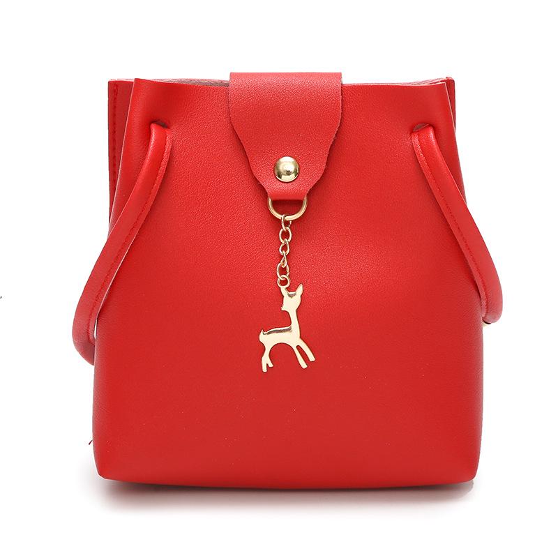 PU Leather Women's Mini Crossbody Bag Deer Pendant Shoulder Bags Purse Female Small Messenger Bag Handbag Wallet Change Pouch