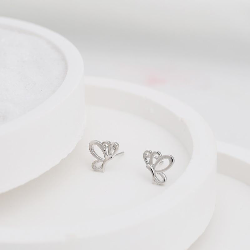 Butterfly Earrings for Women  Plain Silver Hollow, Small Exquisite and Versatile Earrings Simple  Fashionable and Temperamental Earrings