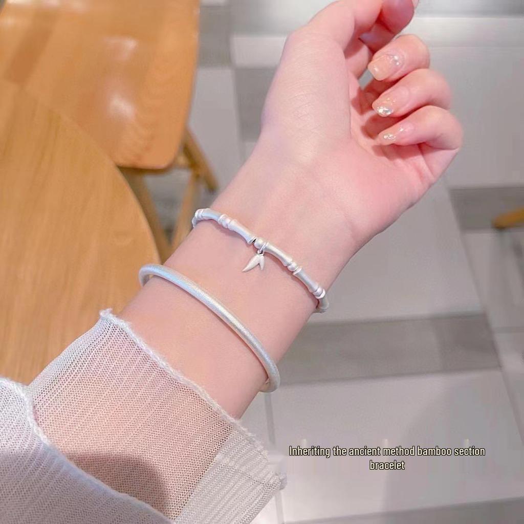 999 Sterling Silver Bamboo Joint Bracelet - Essential Niche Design for Little Fairies
