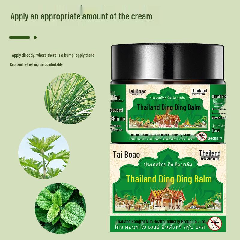 Thailand Ding Ding Relief Balm: Cooling Plant-Extract Soothing Balm for Anti-Bite & Swelling Relief