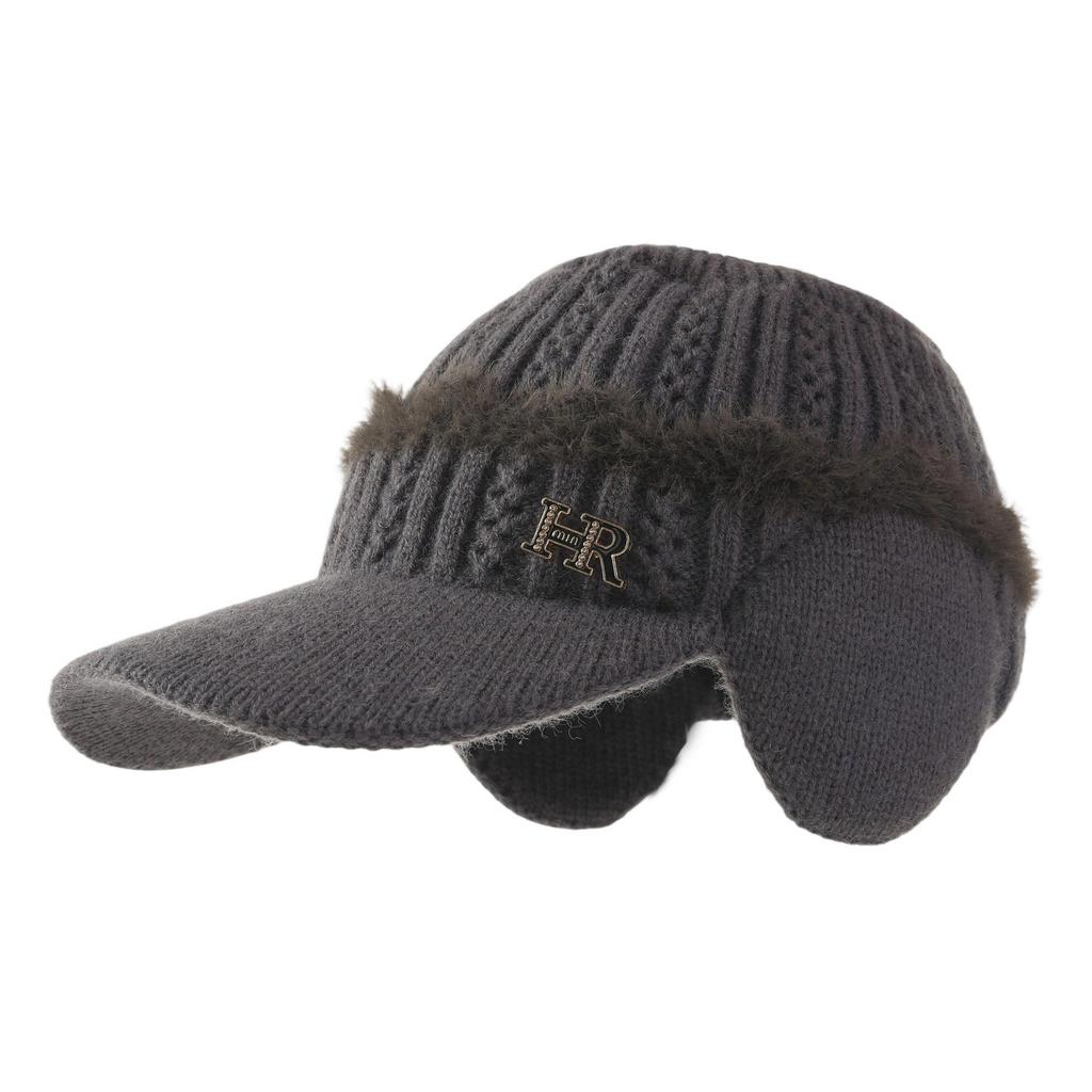 High ponytail hat Women's winter wool hat Thickened warm outdoor cycling ear protector Cold hat Empty top duck tongue baseball cap