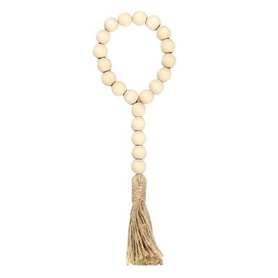 Handmade Garland With Jute Rustic Tassel Wood Bead Garlands For Rattan Macrame Wall Hanging Boho Gift DIY Wooden Home Decoration