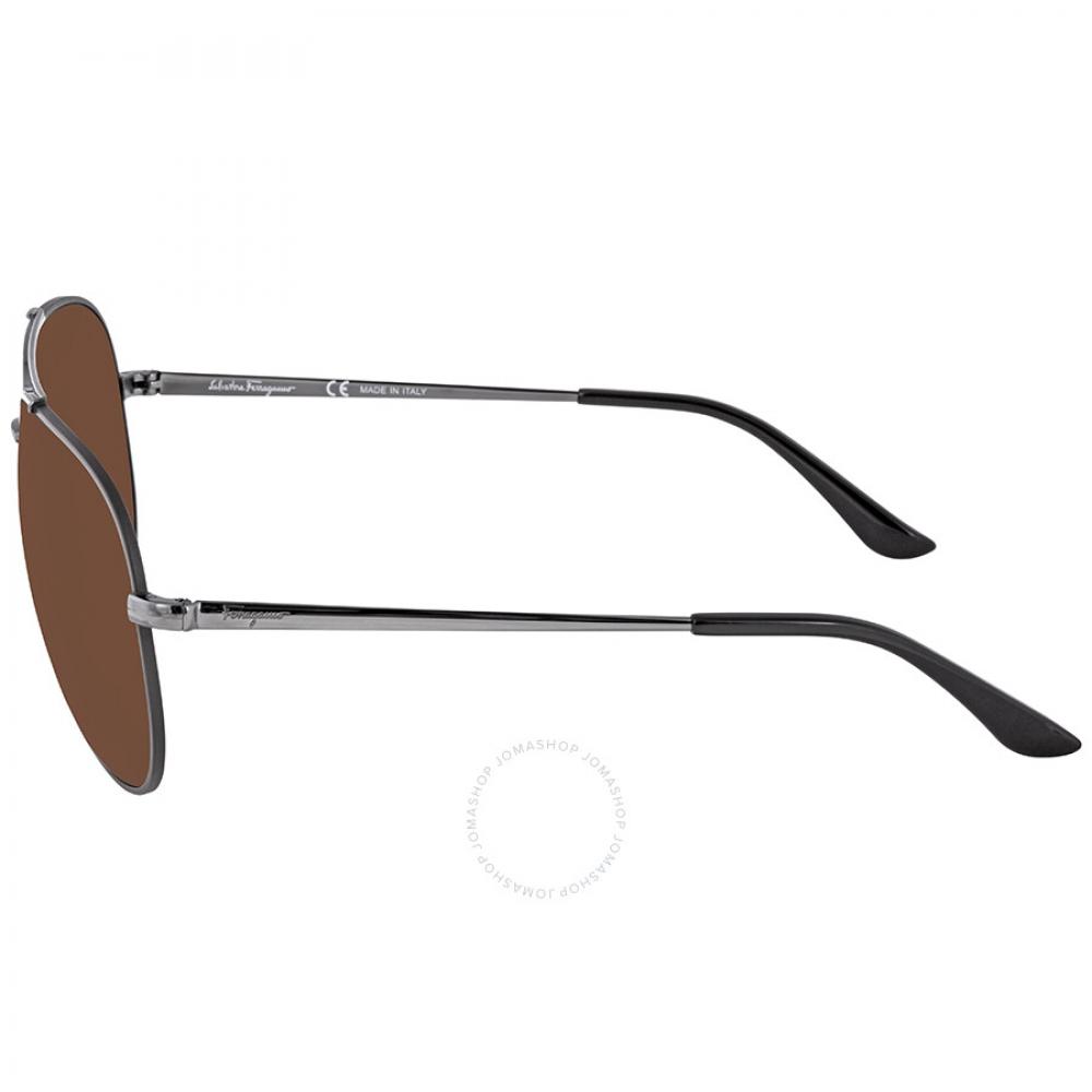 Salvatore Ferragamo Ferragamo Ciemnobrązowe Okulary Pilotki Sf131s 067 60
