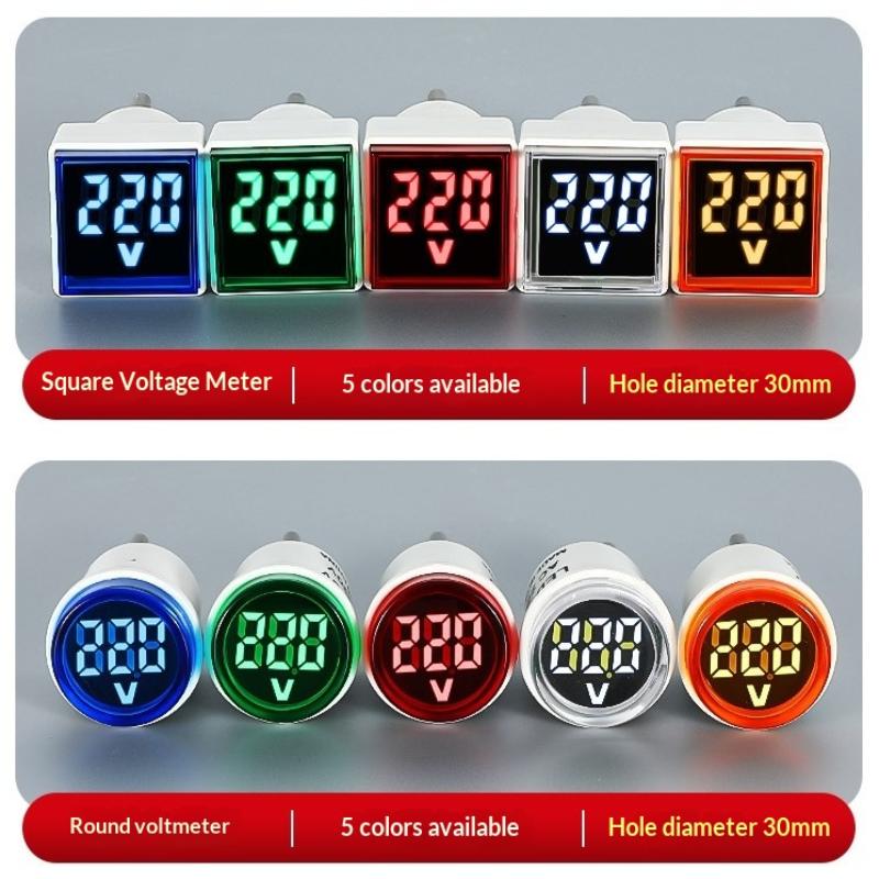 Led Digital Ac Voltmeter Indicator Square Eu Plug Digital Voltmeter 50–500V Voltage Measurement Range