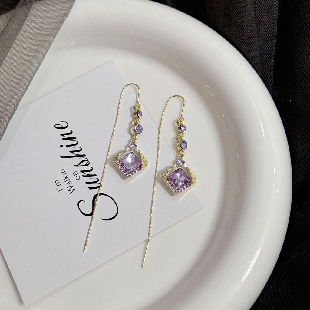 Geometric Ultra-shiny Rhombus Tassel Earrings, Elegant Earrings, High-end, Luxurious and Exaggerated Earrings