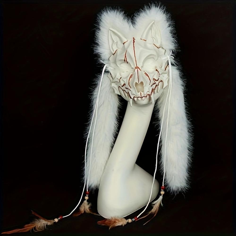 

Пушистая маска волка Викинг Мех Маска лисы Вендиго Головной убор Хэллоуин Костюм оборотня Варвар Средневековый Косплей Воин Ренессанс белый
