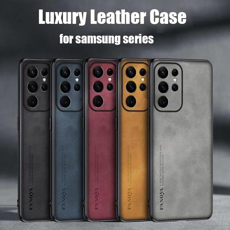 

Роскошный кожаный чехол из овчины S22 S23 S21 S20 для Samsung Galaxy S22 S23 Ultra Plus S21 S20 Fe 5g, задняя крышка в стиле ретро S23ultra S20fe
