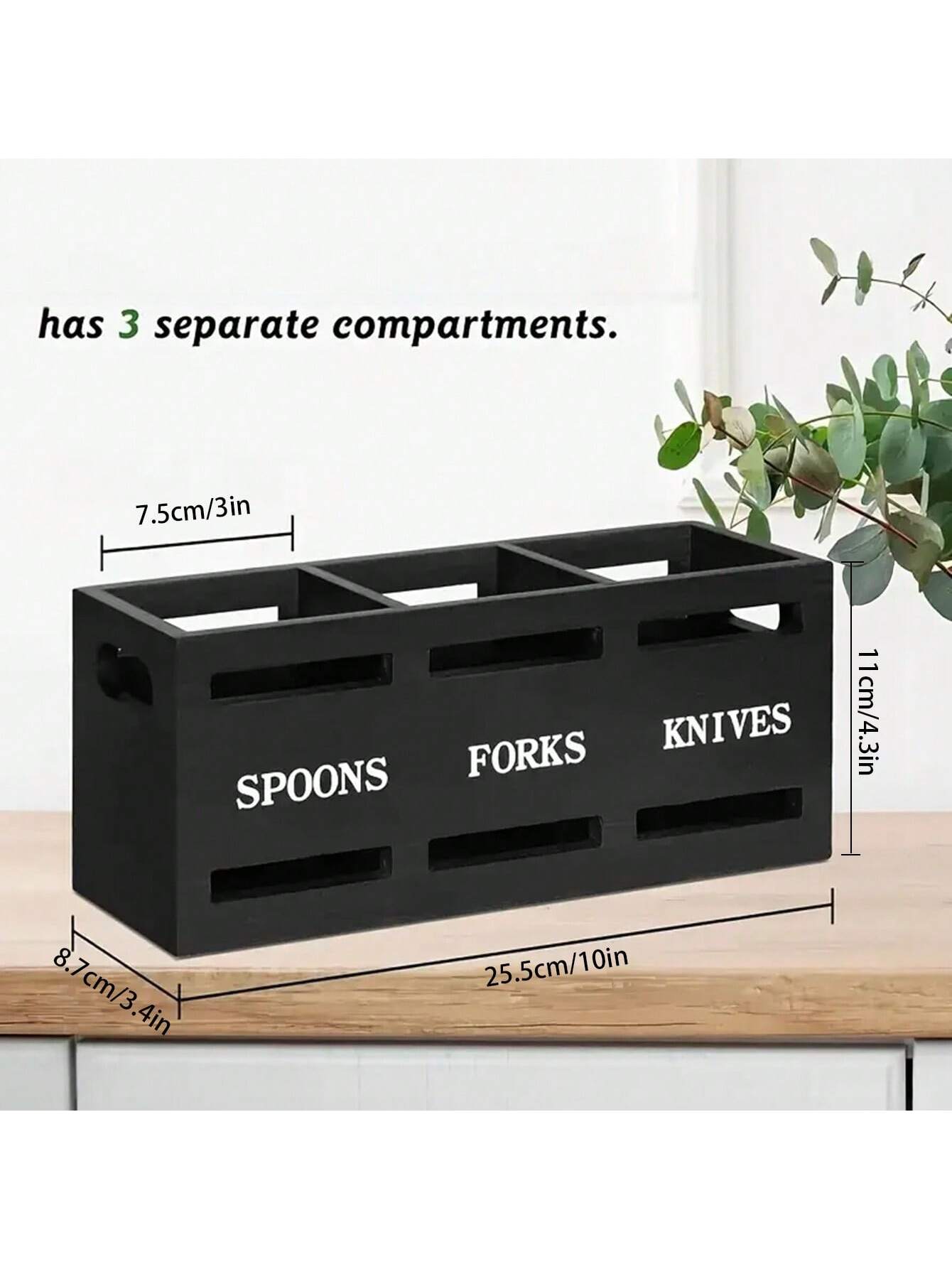 

Деревянная подставка для кухонных принадлежностей с 3 отделениями, большая емкость, держатель для столовых приборов, многофункциональный держатель для кухонных принадлежностей, подставка для столовых приборов 3-tier чёрный