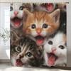 Cute Cat Shower Curtain for Bathroom Decor, Funny Bathroom Curtain , Cat Cute Cartoon Waterproof Fabric Home Curtain With Hooks