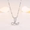 Personalized Initial Pendant Necklace Copper Plated White Gold Letter Charm Women Fashion OL Style