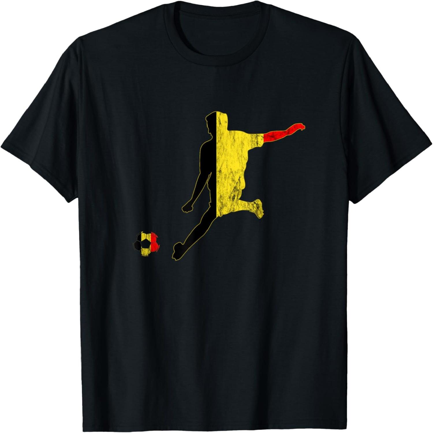 Belgium Belgian Flag Belgique Belgie Belgian Soccer Player T-Shirt S