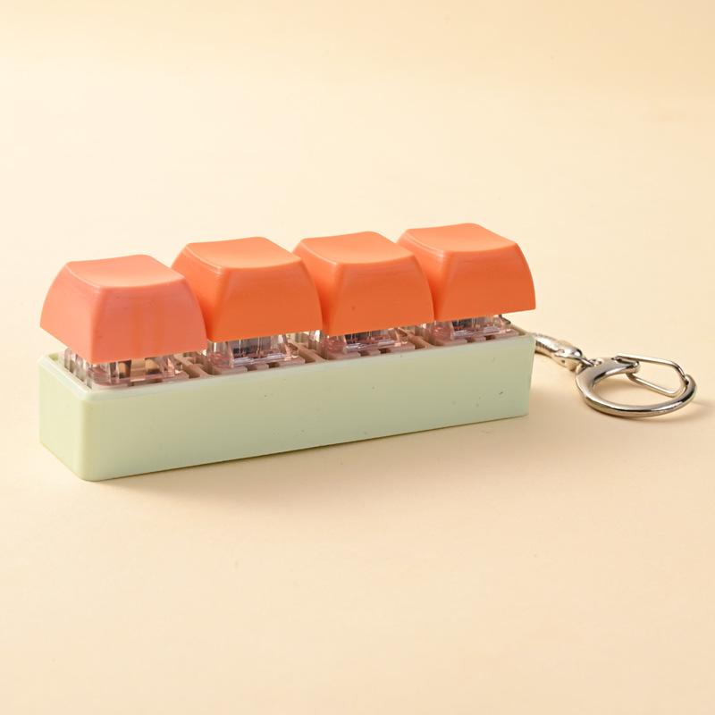 4 Keys Button Keycap Stress Relief Adult Fidget Toy Keychain 4 Keys Keyboard Fidget Gadgets Toys Diy Keyboard Keychain Toys
