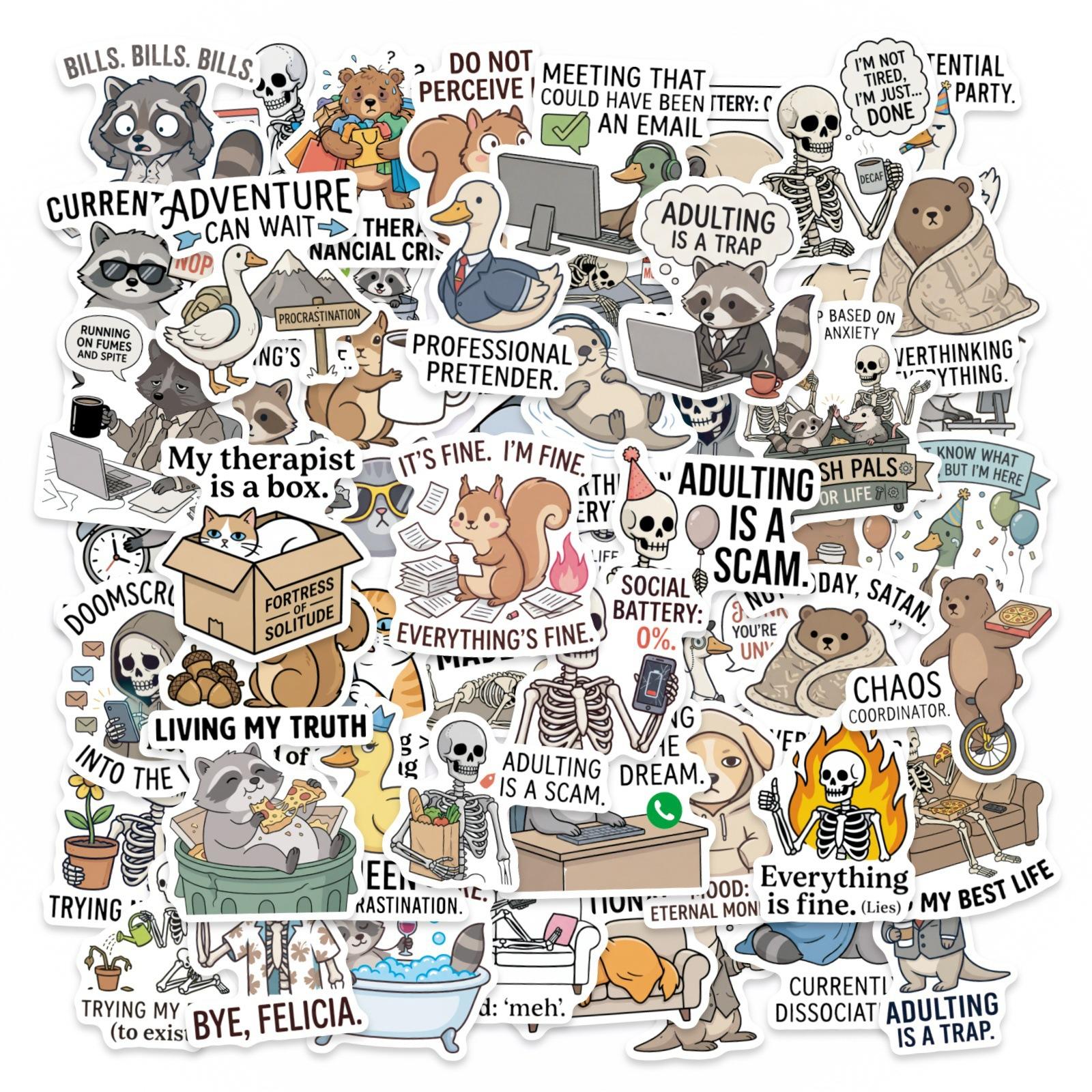 56 Humorous Adult Fun Stickers Creative Spoof Adult Entertainment Materials Waterproof Graffiti Stickers