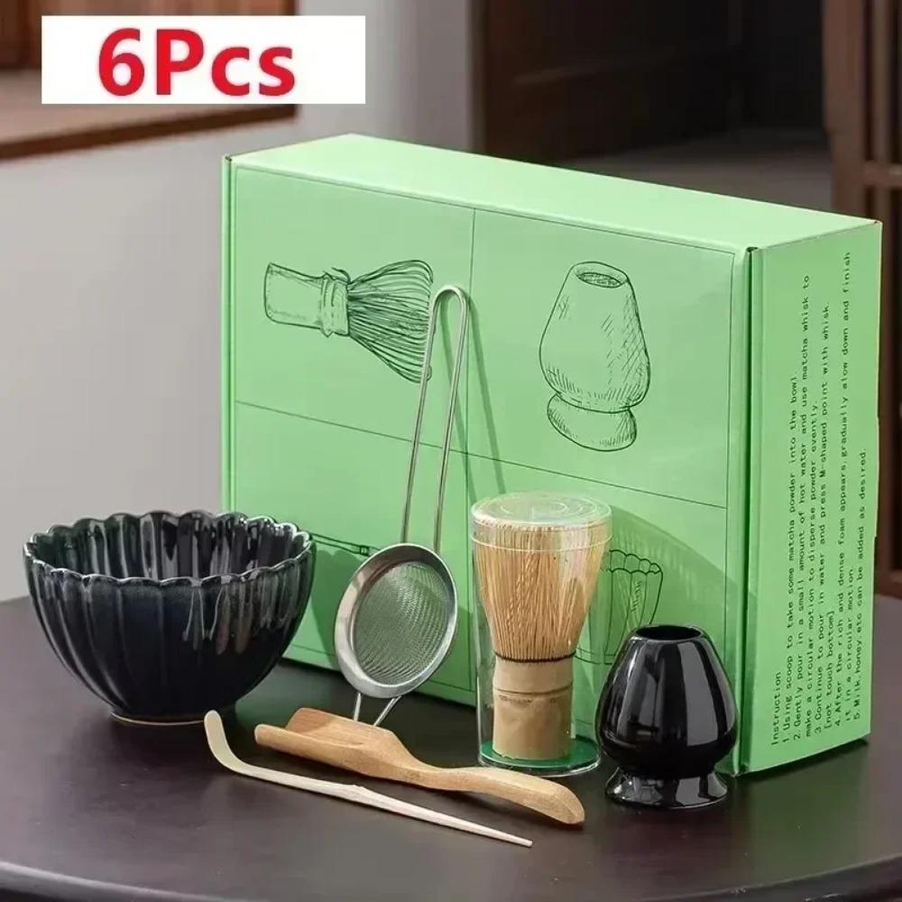 4Pcs 7 Pcs/set Japanese Matcha Blender Set Bamboo Whisk Matcha Brush Teaspoon Kiln Tea Set Beverage Shop Tea-Making Tools