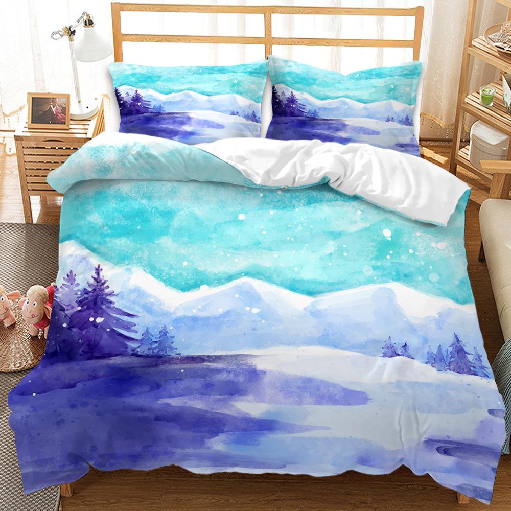Nordic Style Duvet Cover Set 3D Snow Tree Print Dreaminess Bedding Set Adult Polyester Comforter Cover And Pillowcase King Size