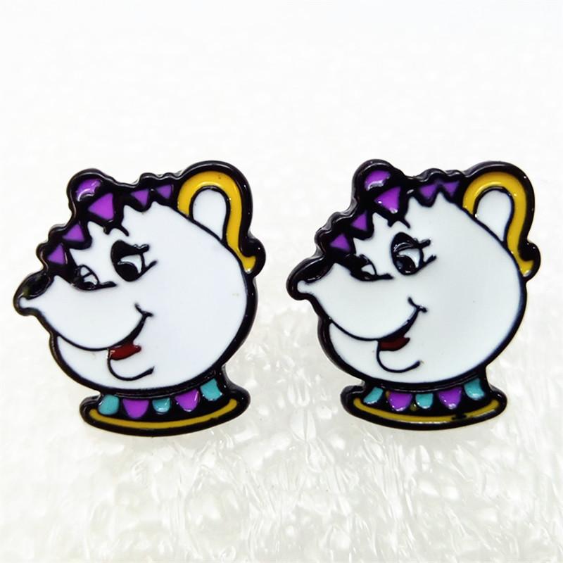 The Beauty And Beast Earrings Mrs Potter Teapot Girls Accessories Decorative