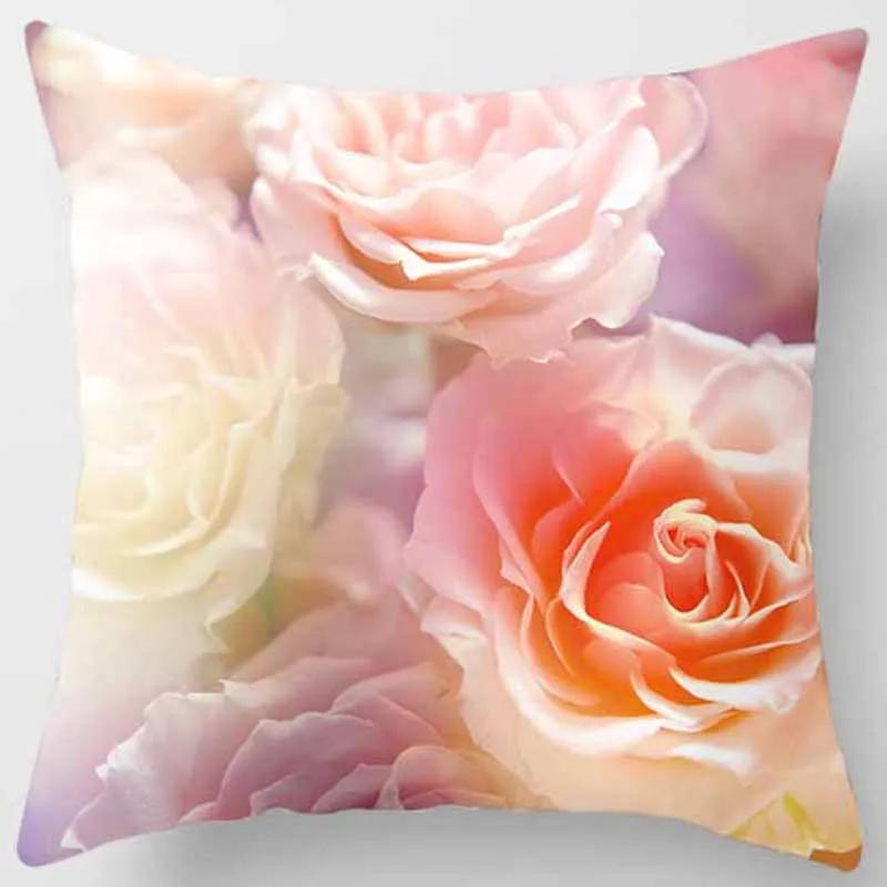 45x45cm Rose Series Pillowcase Yellow Pink Flowers  Sofa Office Seat Cushion Cover Room Aesthetic Home Decoration