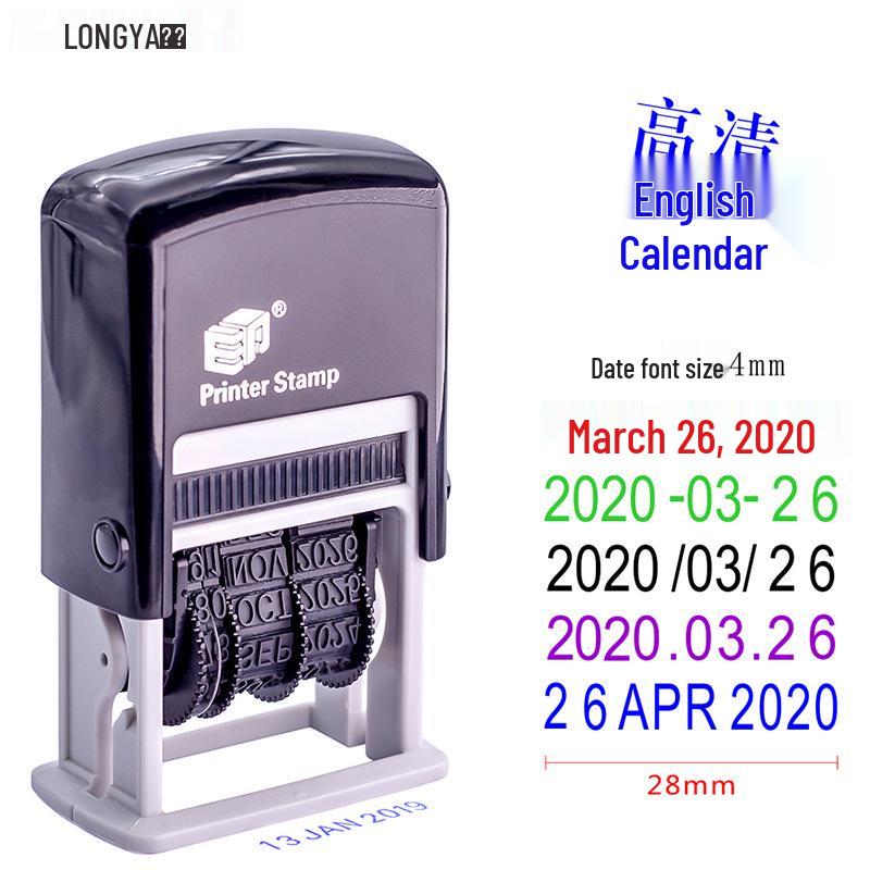 Re-inkable Adjustable Date Stamp ED401: Multi-Format English & Chinese with Slash/Dash Options and Number Wheel.