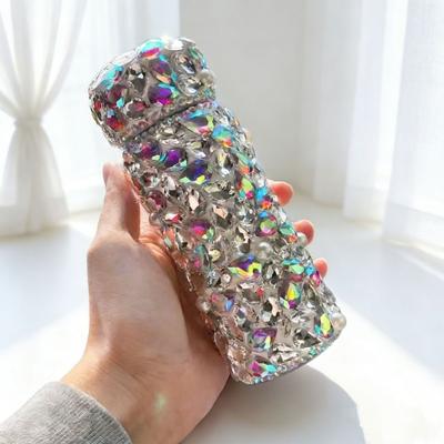 Stylish Mini Insulated Stainless Steel Water Bottle Women 150ml Portable Gift Cup With Full Rhinestone Design