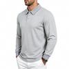 Men S Vintage Casual Waffle Knit Long Sleeve Polo Shirt