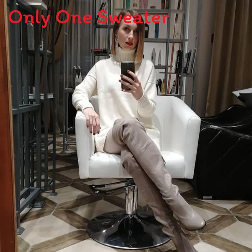 Autumn Winter Women Sweater With High Neck Knitted Fabric For Casual Lounge Wear