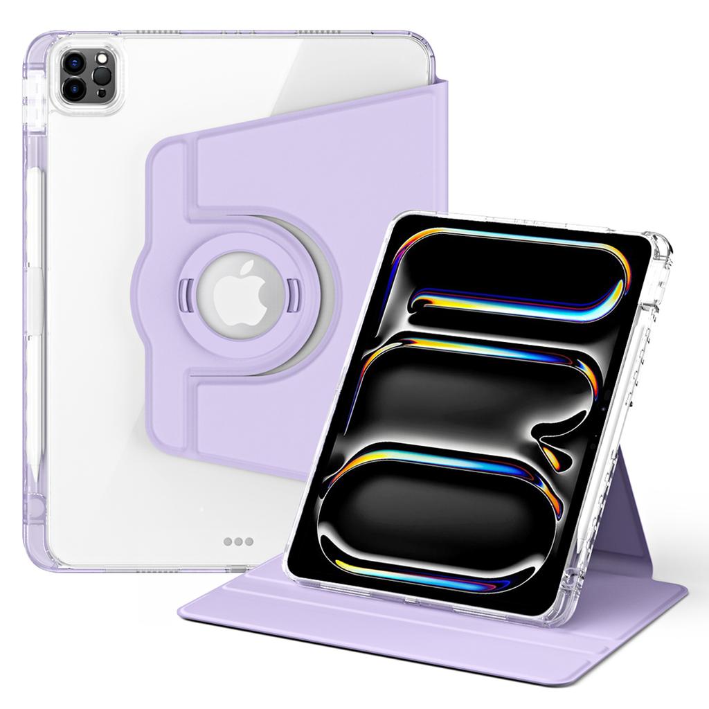 For iPad Pro 13 (2025)/13 (2024) Case Stand Leather+ Clear Acrylic Detachable Tablet Cover