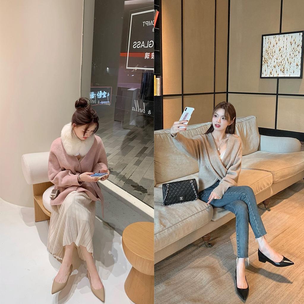 Sheepskin version of grape mother, the same leather pointed versatile high heels, shallow mouth thin single shoes, femininity commuter shoes