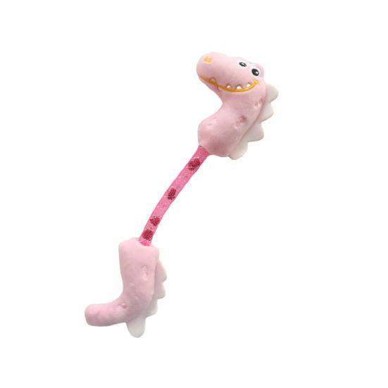 

Plush Dinosaur Cat Toy Interactive Cat Chew Bite Toy with Natural Fruits Self Play KickerToy for Indoor Cats Kittens рожевий