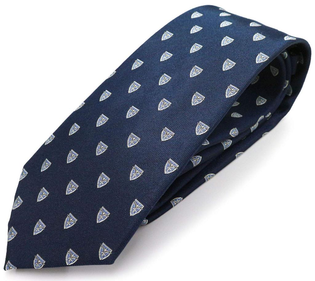 [MICHIKO LONDON] Michiko London Brand Necktie, Small Pattern, Emblem Pattern, 100% Silk, Crest, Jacquard Weave (B: Navy)
