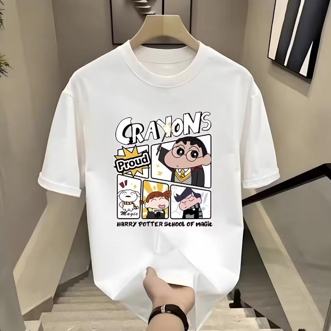 

Дизайнерская футболка с коротким рукавом в стиле мультяшного ретро, мужская, летняя, модный бренд INS, тяжелая, трендовая, повседневная, свободный топ 5XL белый