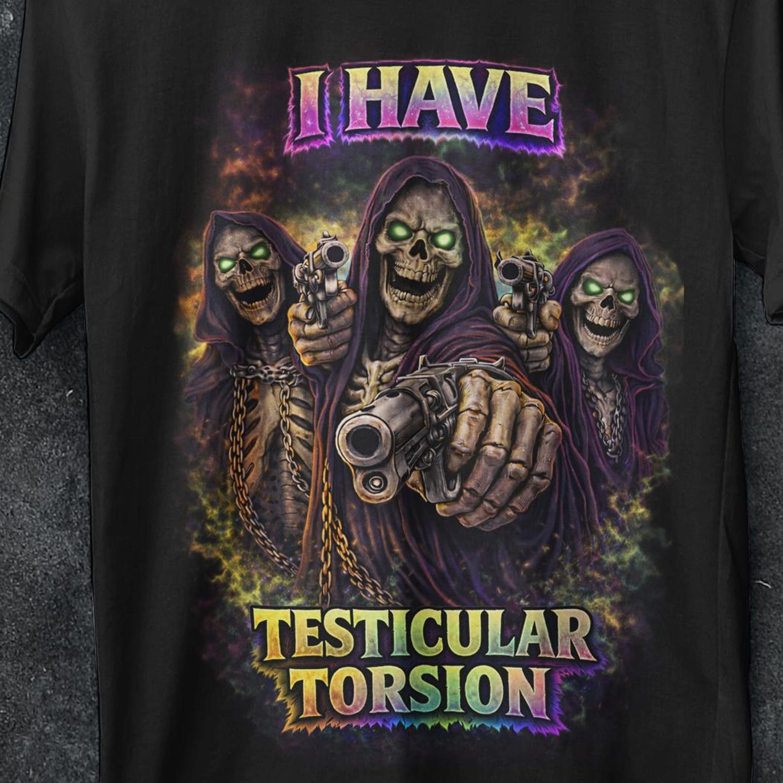 I Have Testicular Torsion, Funny Hard Skeleton Meme, Bootleg Graphic shirt, Inappropriate Gift, Badass Skeleton, Unhinged, Offensive shirt M