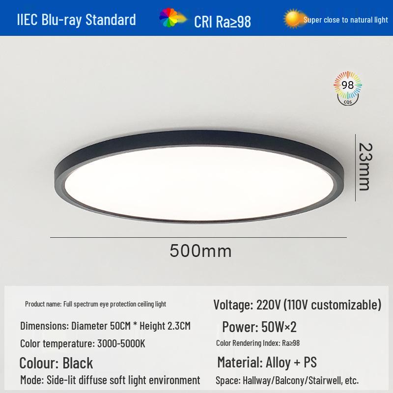 Ultra-Thin Full Spectrum Eye Protection Ceiling Light for Study, Bedroom, or Hallway