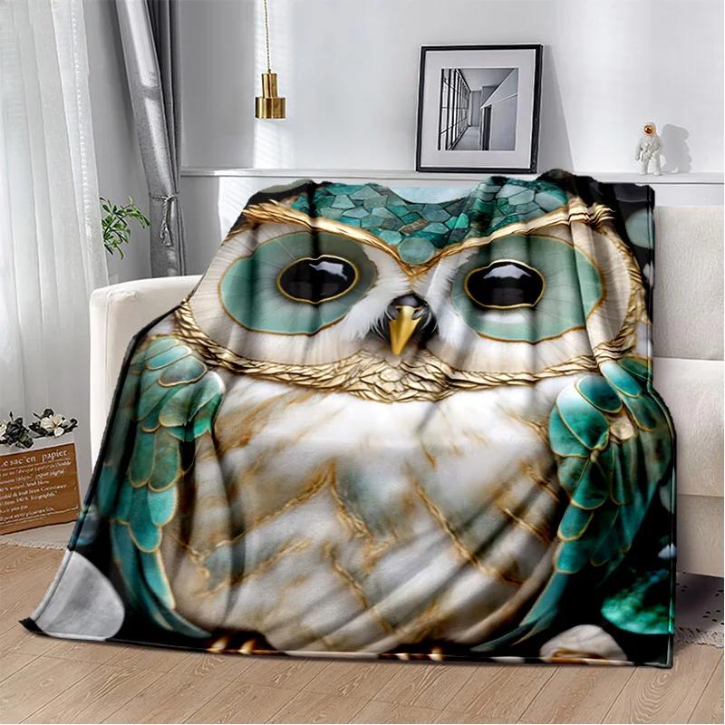 HD Colourful Cute Owl Cartoon Blanket,Soft Throw Blanket for Home Bedroom Bed Sofa Picnic Travel Office Rest Cover Blanket Kids