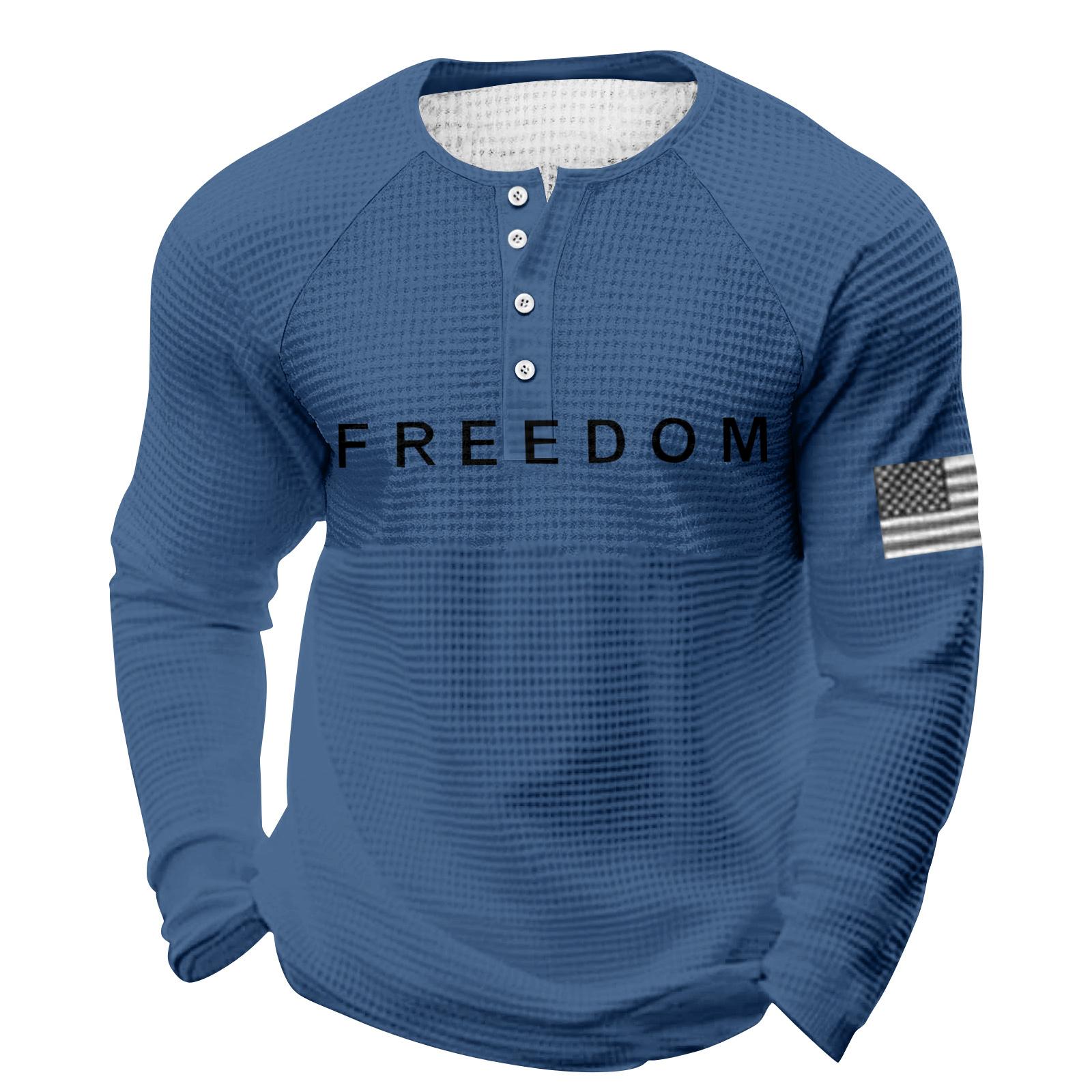 

Мужской свободный повседневный топ с длинным рукавом и воротником на пуговицах XXXL синий