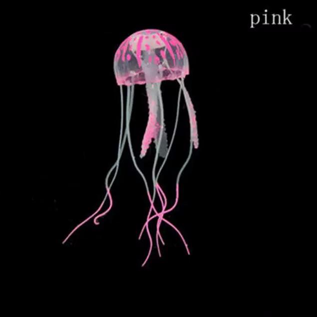 Poisson Artificiel Lumineux Méduse Décoration d'Aquarium Aquarium Plante Vivante Sous-Marine Ornement Lumineux Paysage Aquatique