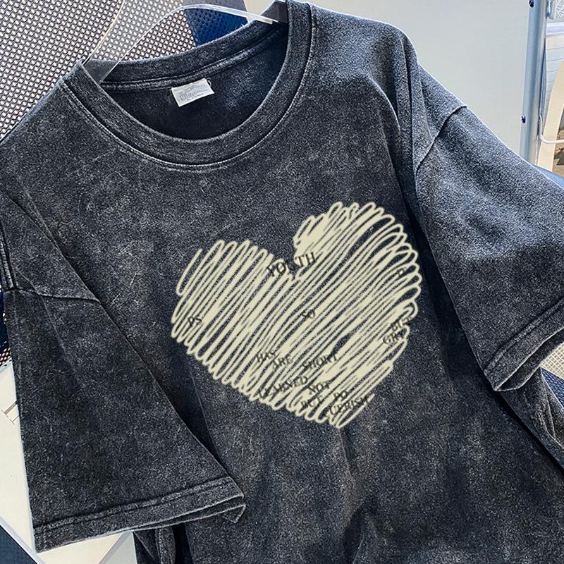 Women's Oversized Washed Black Distressed Hip-Hop T-Shirt