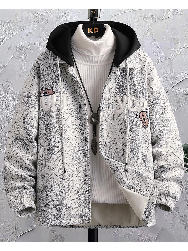 Trendiger zweiteiliger Mantel aus Kunstwolle mit Samtfutter für Herren