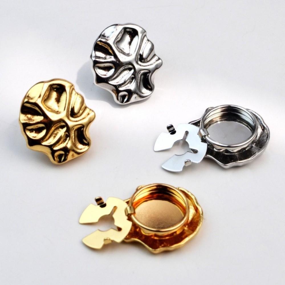 Irregular Metal Metal Cufflinks Shiny Brooch Pins New Button Covers Women Men