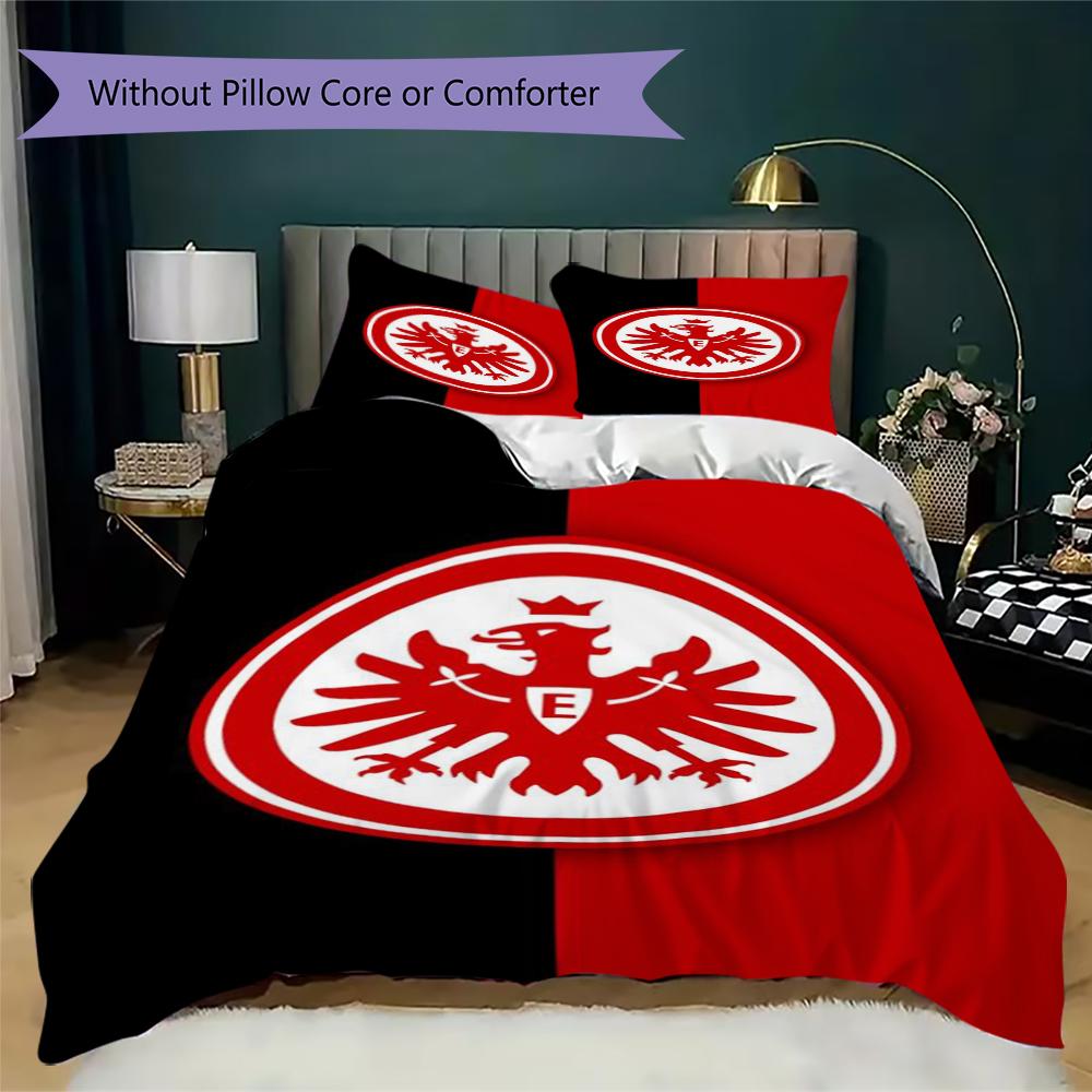 Pościel z wzorem Eintracht Frankfurt Zestaw kołdry Poszewka na kołdrę Poszewka na poduszkę Dekoracja domu Prezent urodzinowy (1 * poszwa na kołdrę + 2 * poszewki na poduszki bez rdzenia)