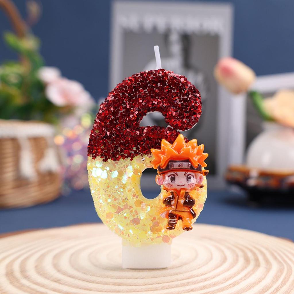 Naruto Glitter Color Block Birthday Cake Candles - Creative and Shiny Festival Party Decorations