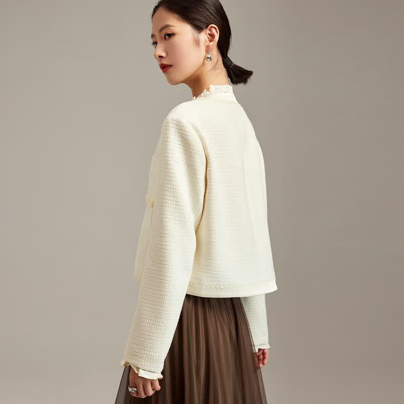 Women's Elegant Ruffle Trim Cardigan